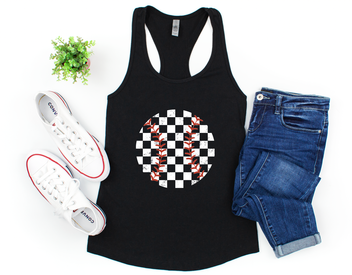 Retro Baseball Checker Tank Top | Baseball