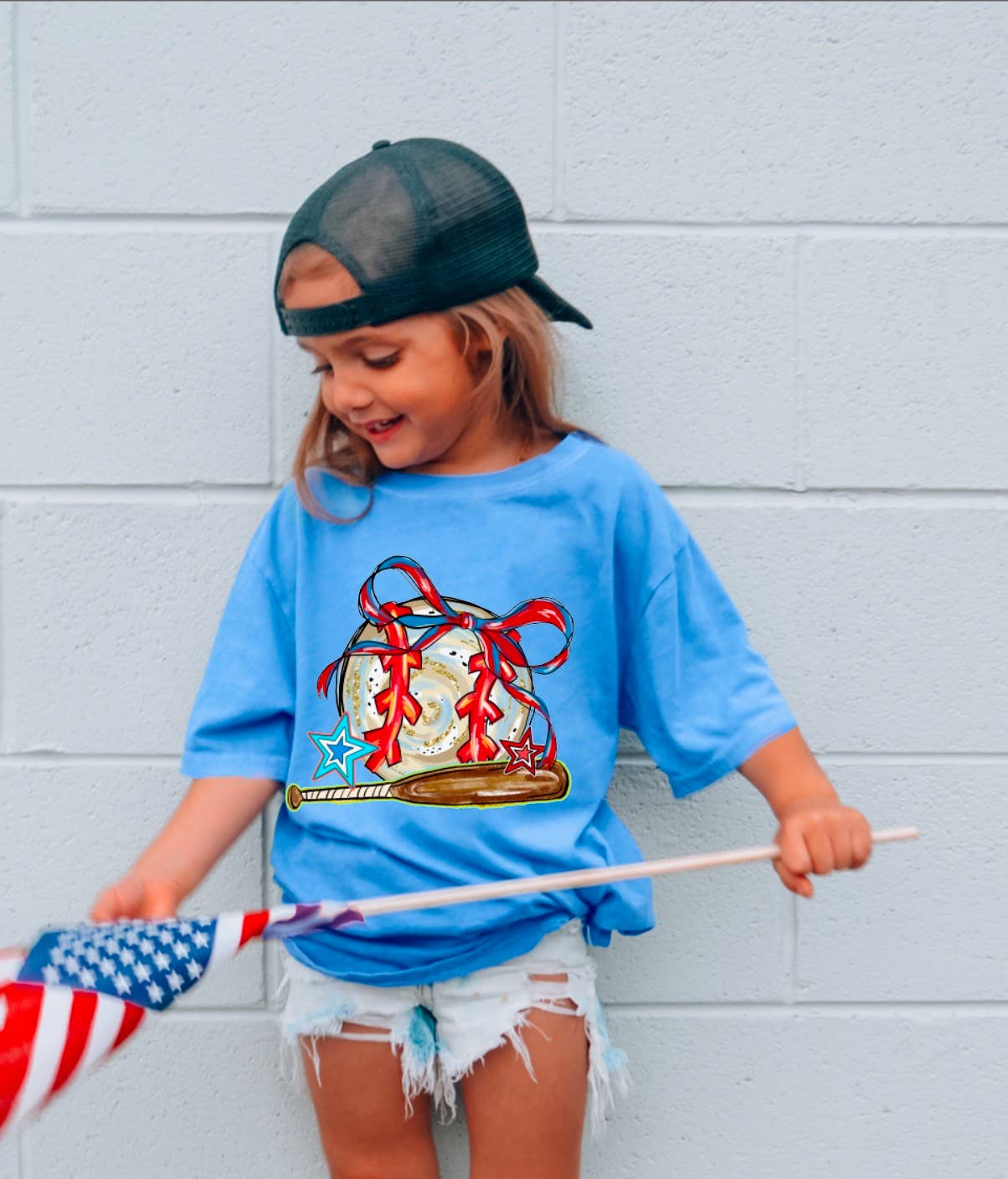YOUTH Watercolor Baseball Coquette Tee Summer Sports