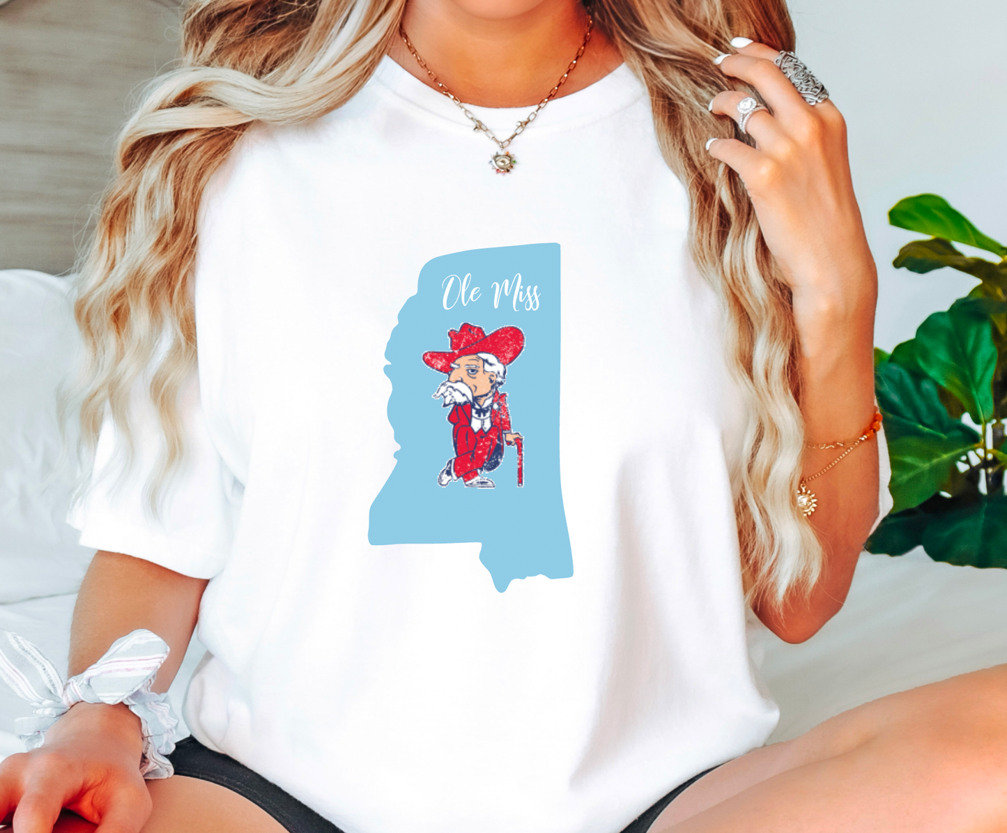 Ole Miss Powder Blue State Graphic Tee