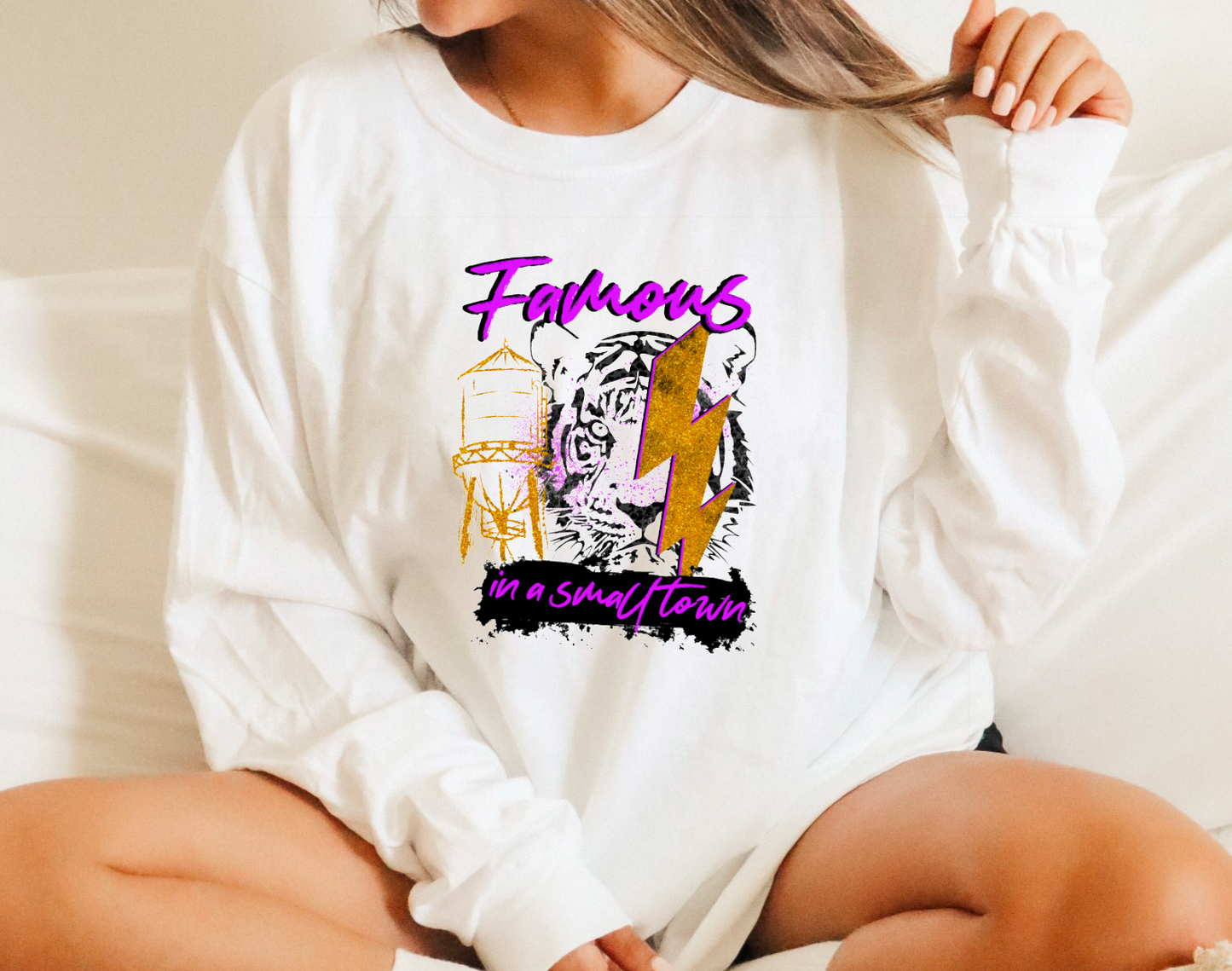 Famous In A Small Town Gildan Long Sleeve LSU Tigers Tees
