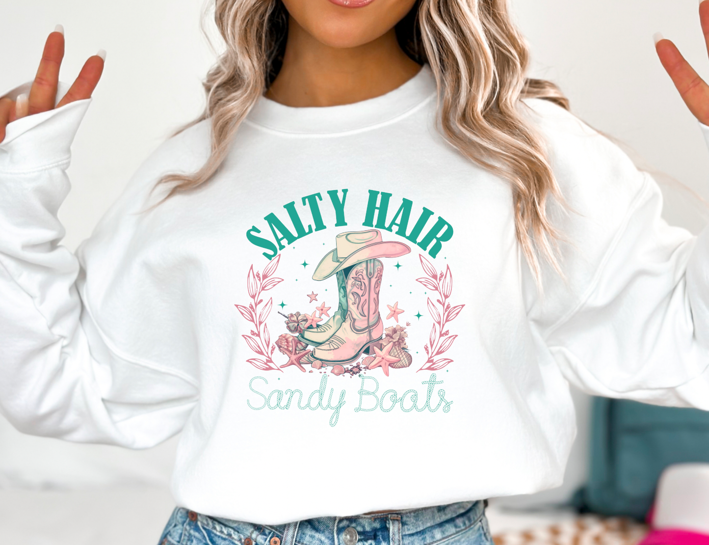Salty Hair Sandy Boots Sweatshirt Summer
