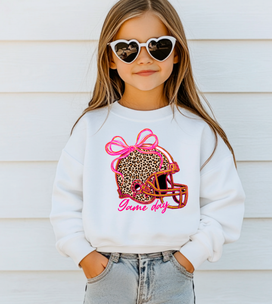 YOUTH Leopard Helmet Coquette Sweatshirt Football