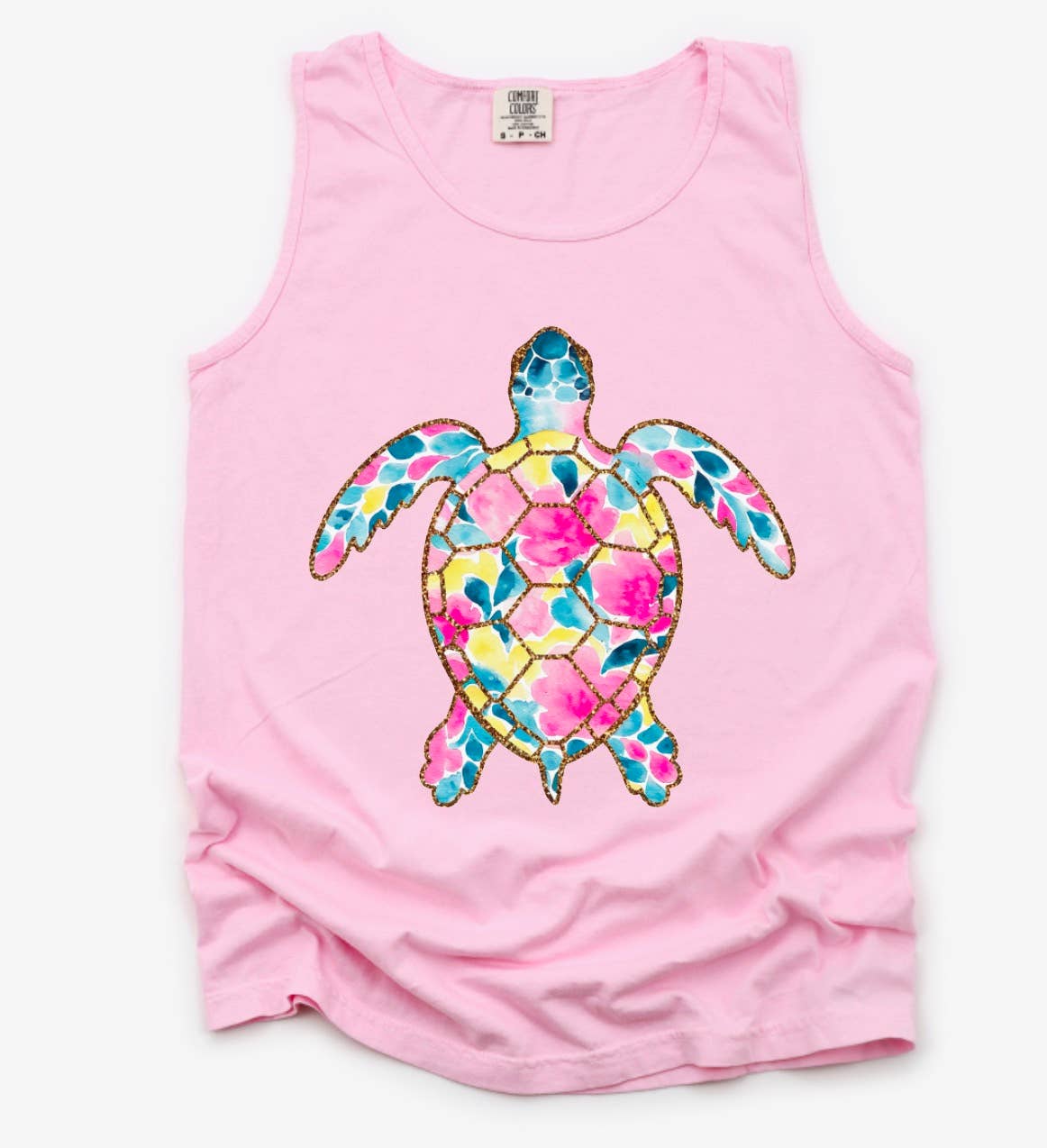Watercolor Colorful Sea Turtle Tank Summer Beach