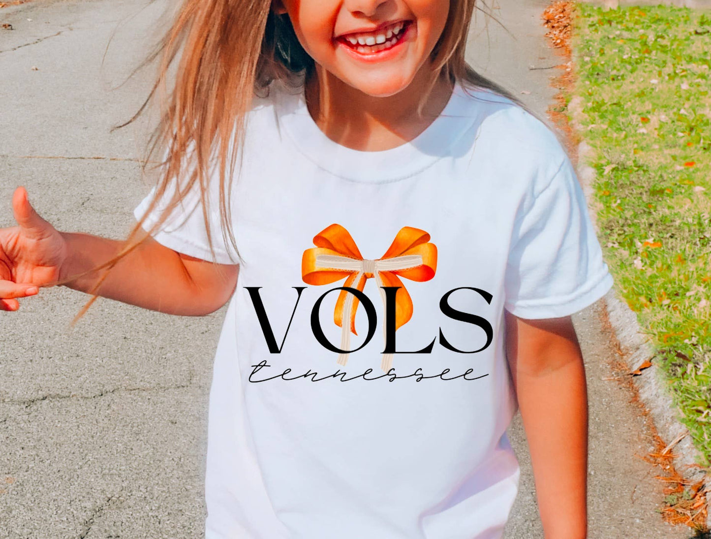YOUTH Preppy Tennessee Vols Coquette Bow Graphic Tee Kids