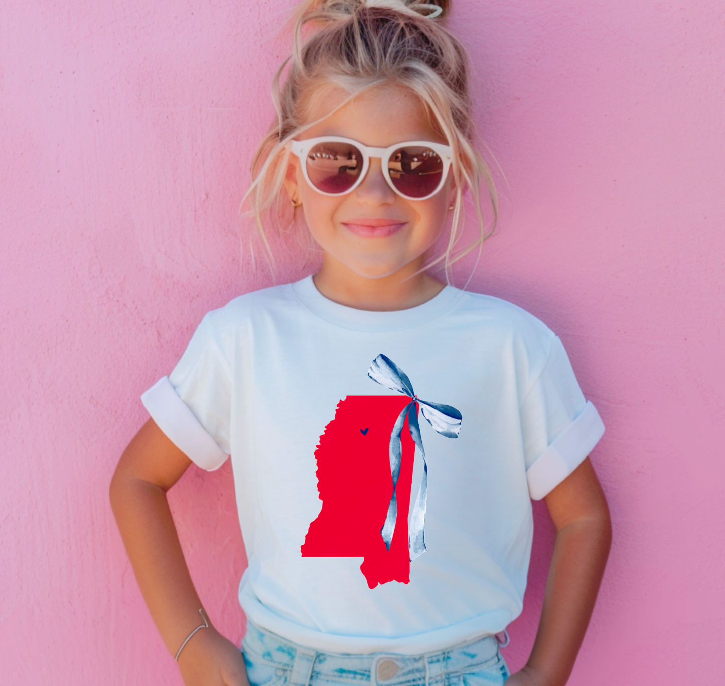 YOUTH Ole Miss Rebels Coquette Bow Graphic Tee Kids Football