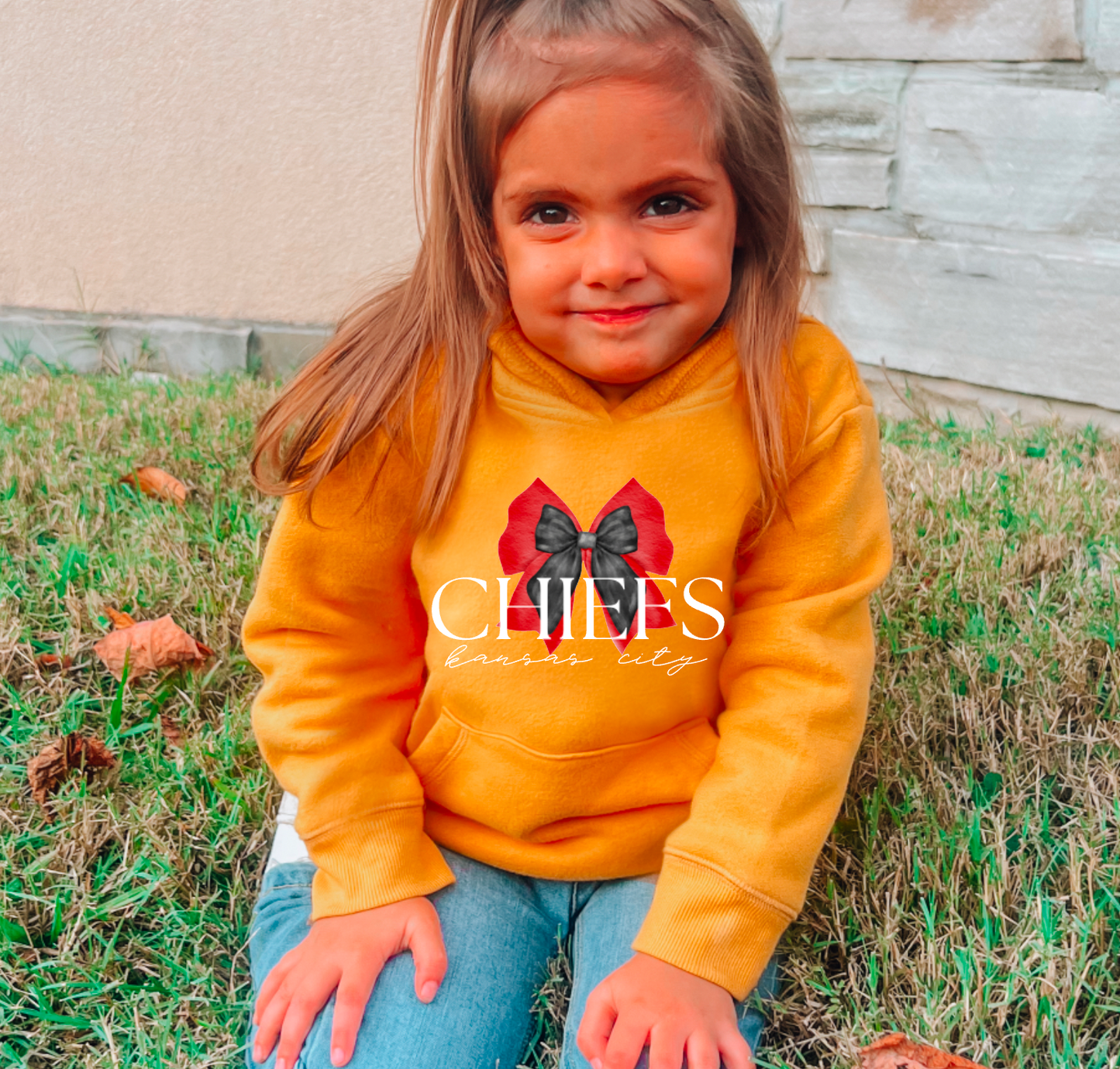 YOUTH Kansas City Chiefs Coquette Bow Hoodie Kids