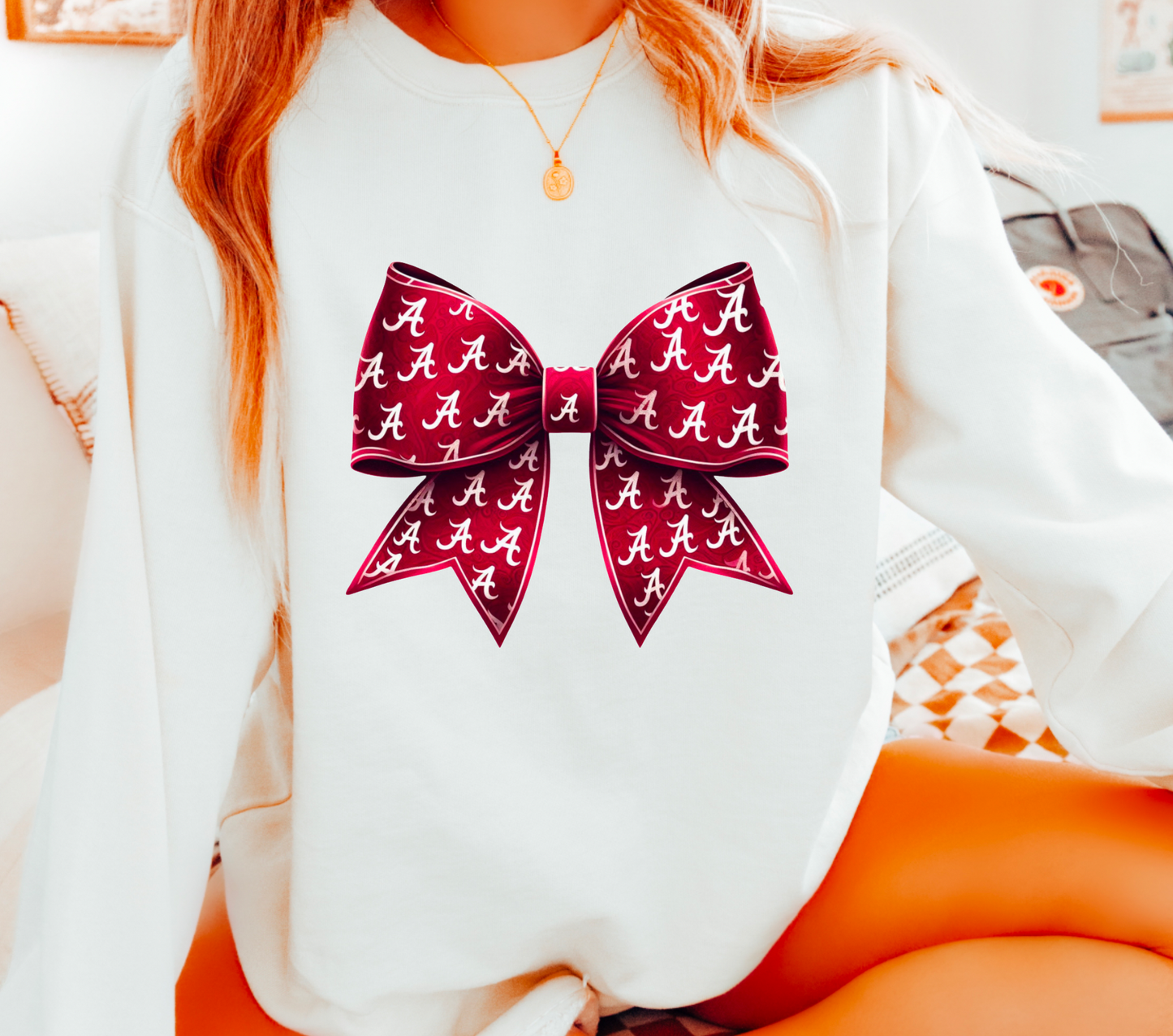 Alabama Crimson Roll Tide Coquette Bow Football Sweatshirt