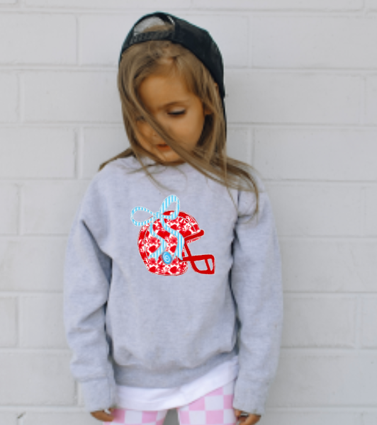 YOUTH Chinoiserie Coquette Football Helmet Sweatshirt Kids
