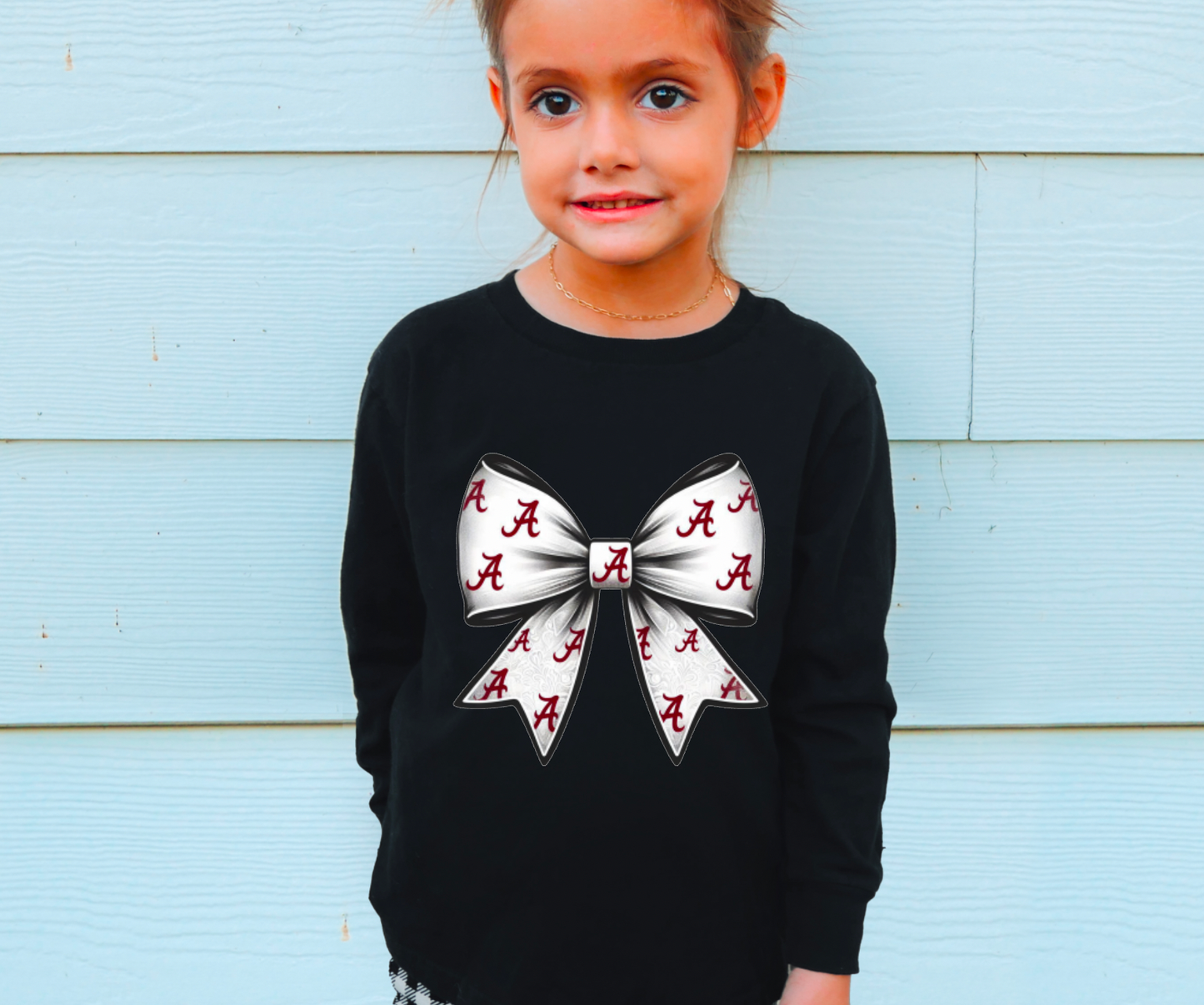 YOUTH Alabama Crimson Roll Tide Coquette Bow Long Sleeve