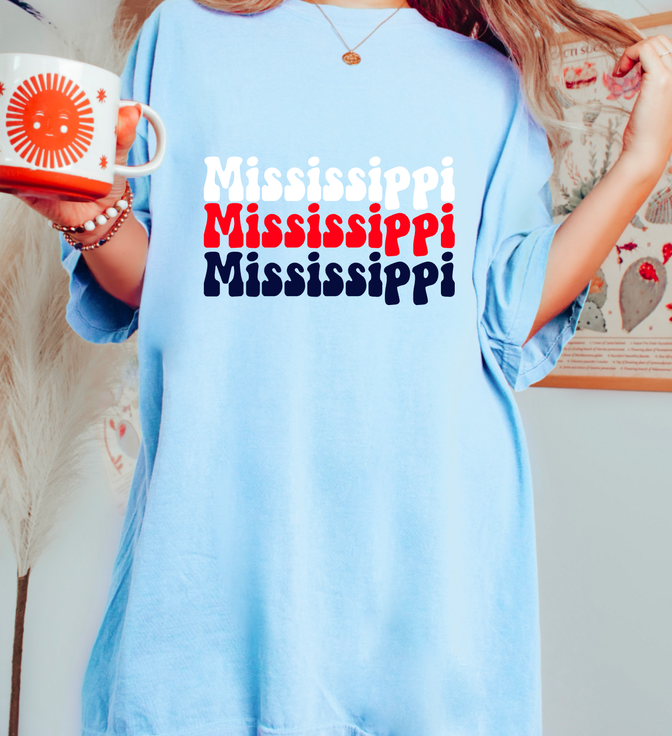 Ole Miss Retro Mississippi Stacked Comfort Colors Tee