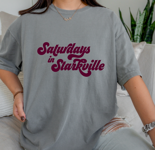Saturdays In Starkville Comfort Colors Tee Mississippi Tees