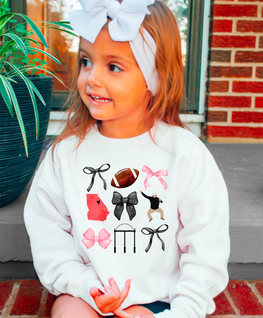 YOUTH Georgia Bulldogs Coquette Sweatshirt Football Kids
