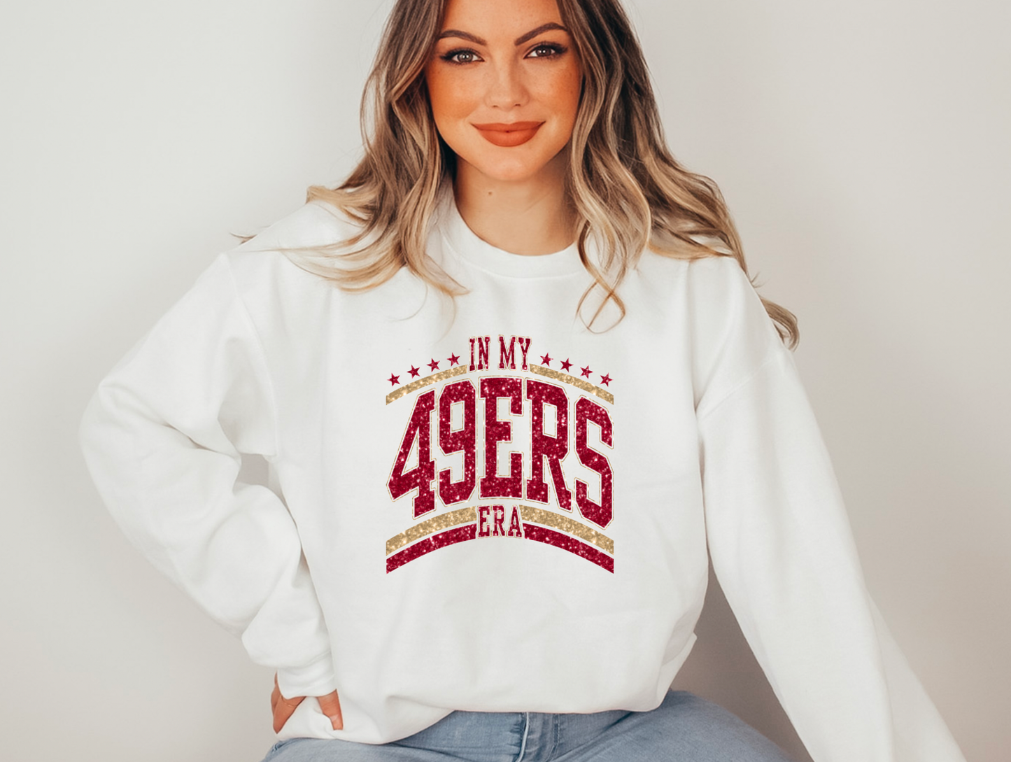 Faux Glitter In My 49ers Era Gildan Sweatshirt