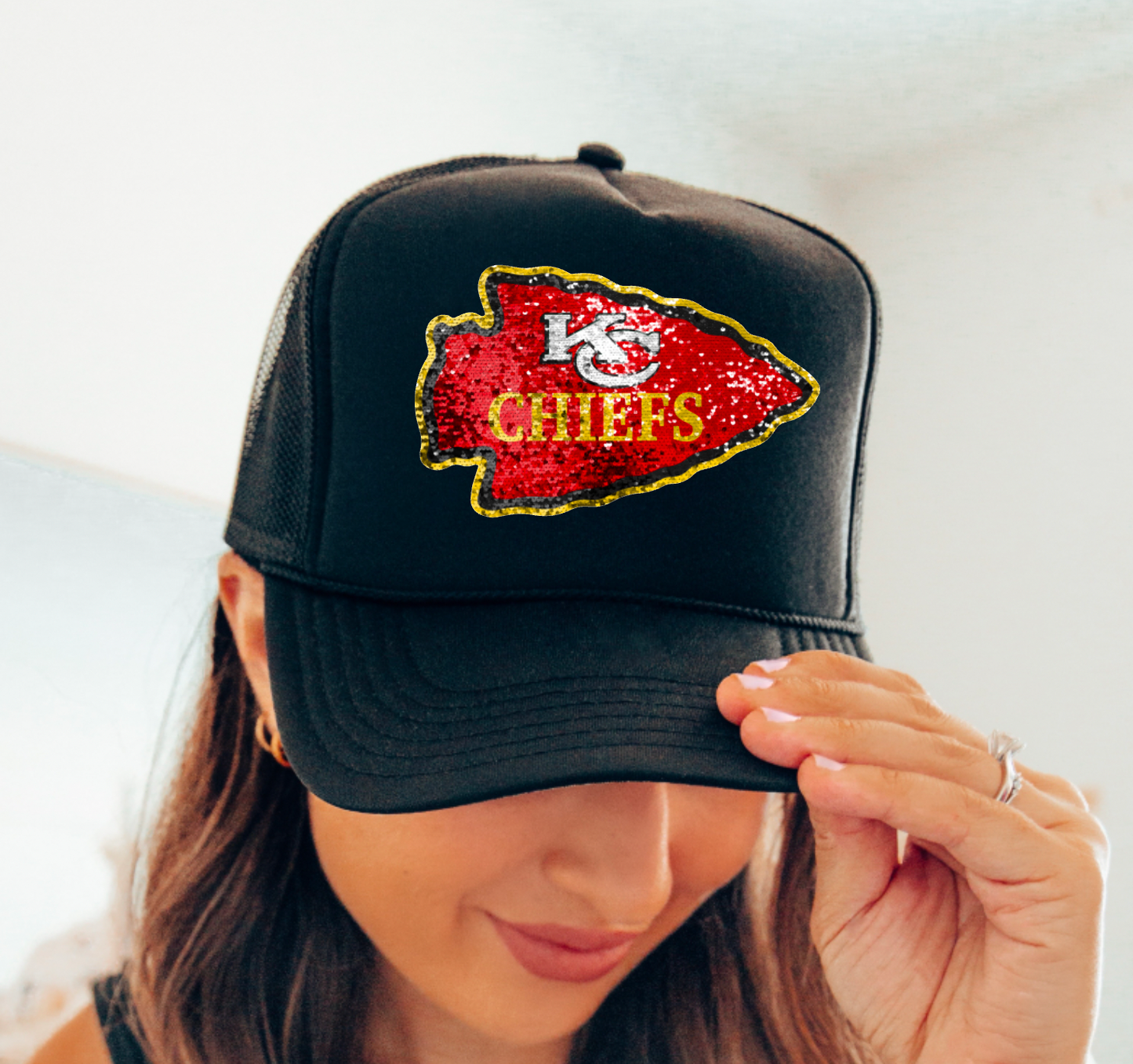 Faux Sequins Kansas City Chiefs Trucker Hat | Kansas City