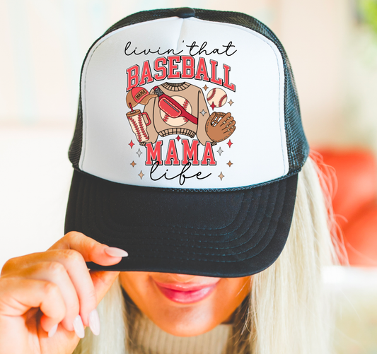 Retro Livin That Baseball Mama Life Trucker Hat | Baseball