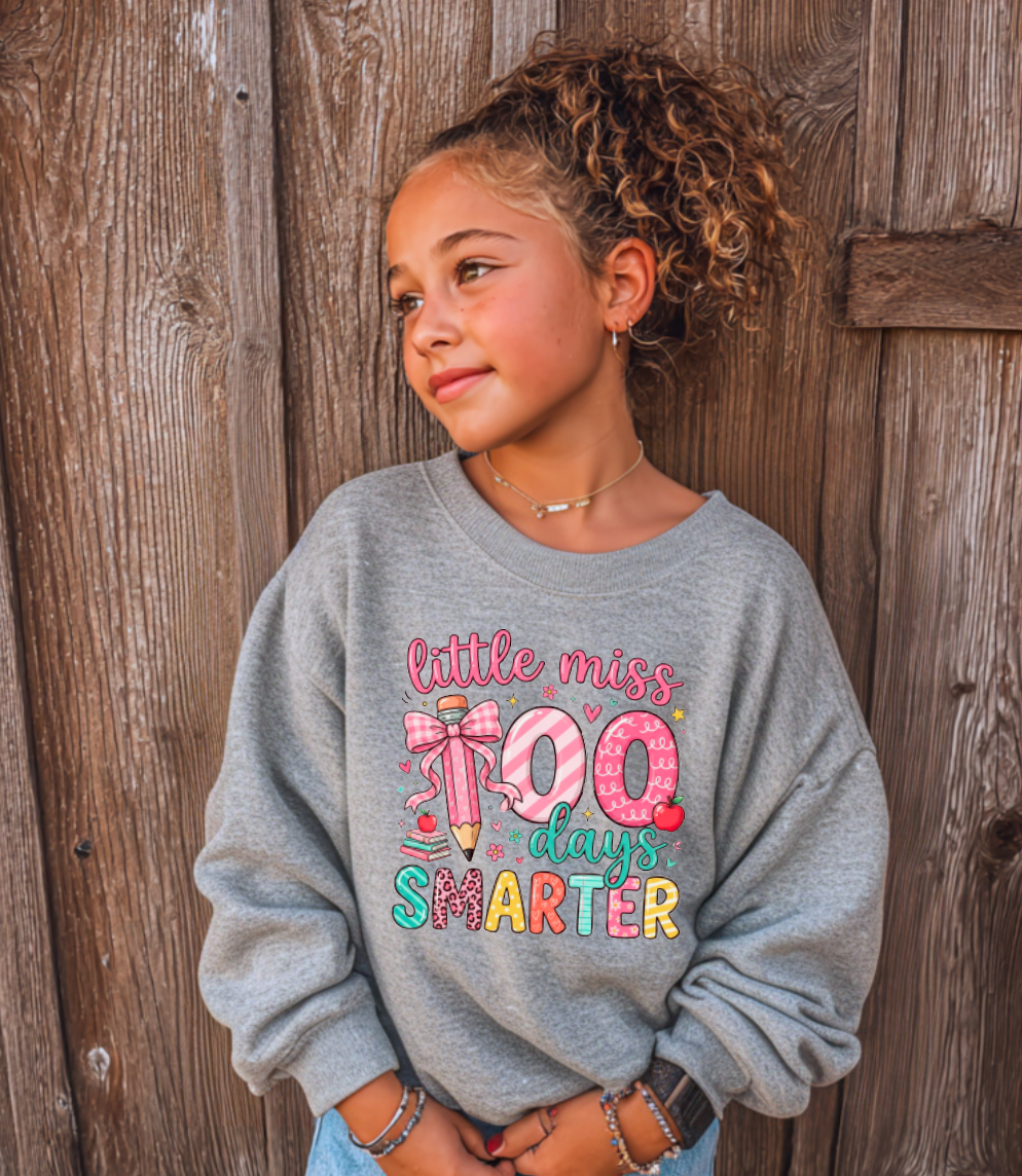 YOUTH Little Miss 100 Days Smarter Coquette Sweatshirt Kids