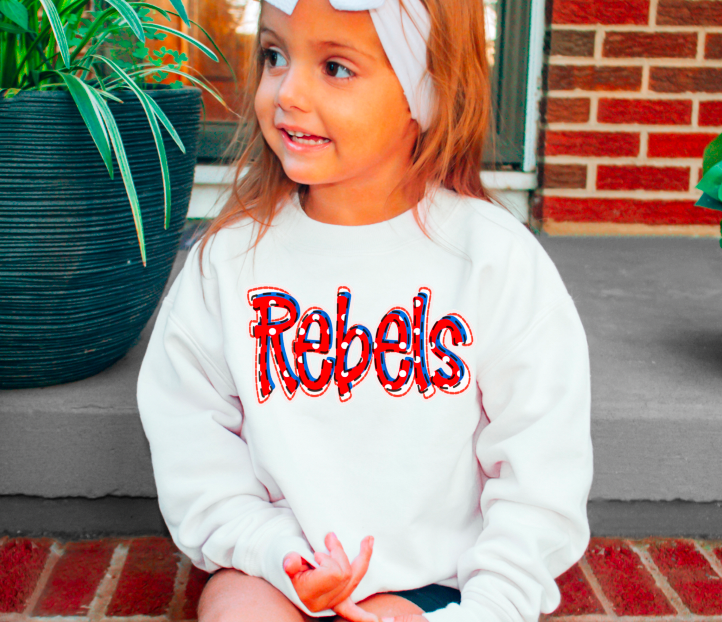 YOUTH Ole Miss Rebels Polka Dots Sweatshirt Mississippi Kid