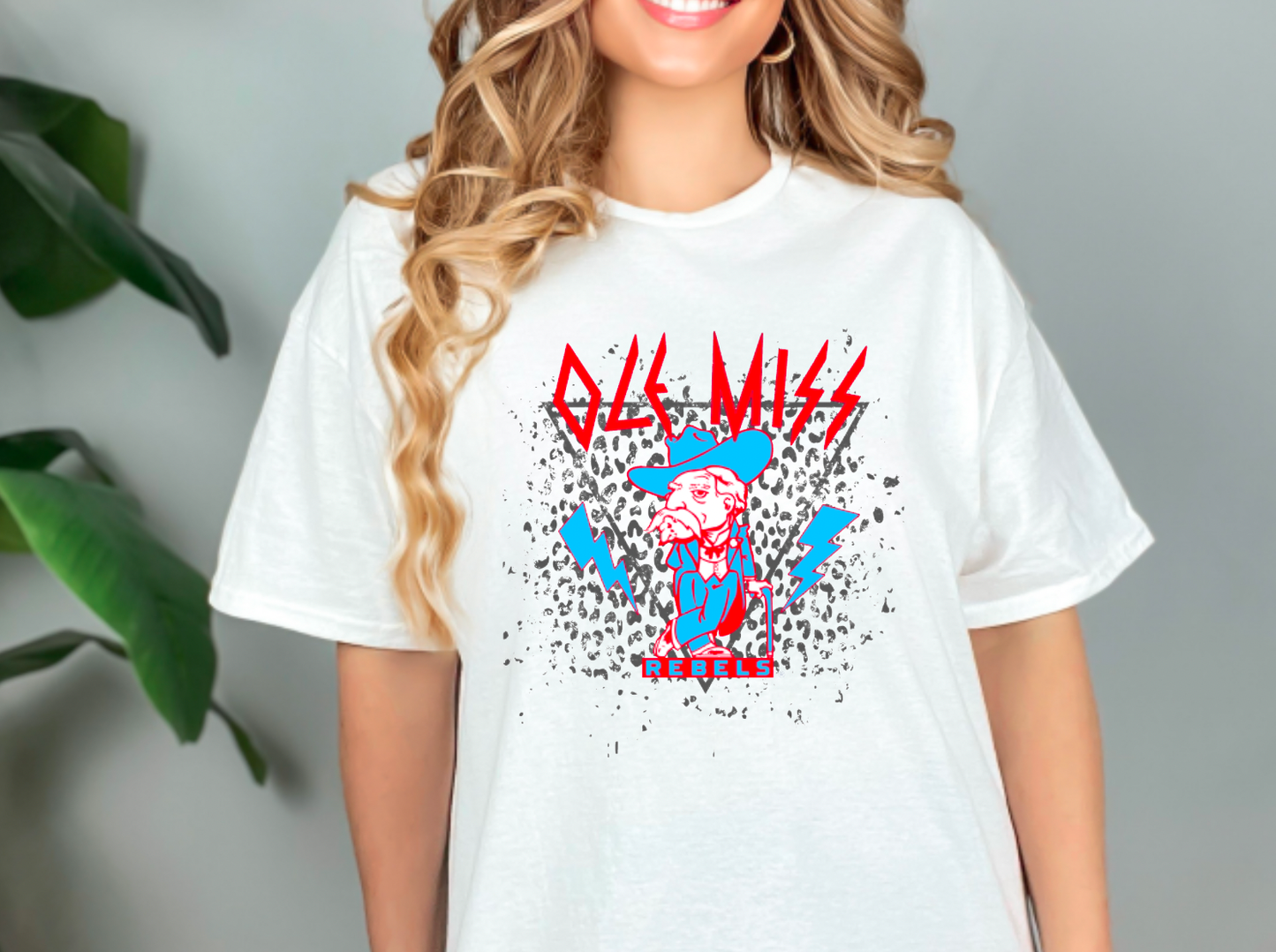 Ole Miss Rebels Powder Blue Rocker Gildan 5000 Tee
