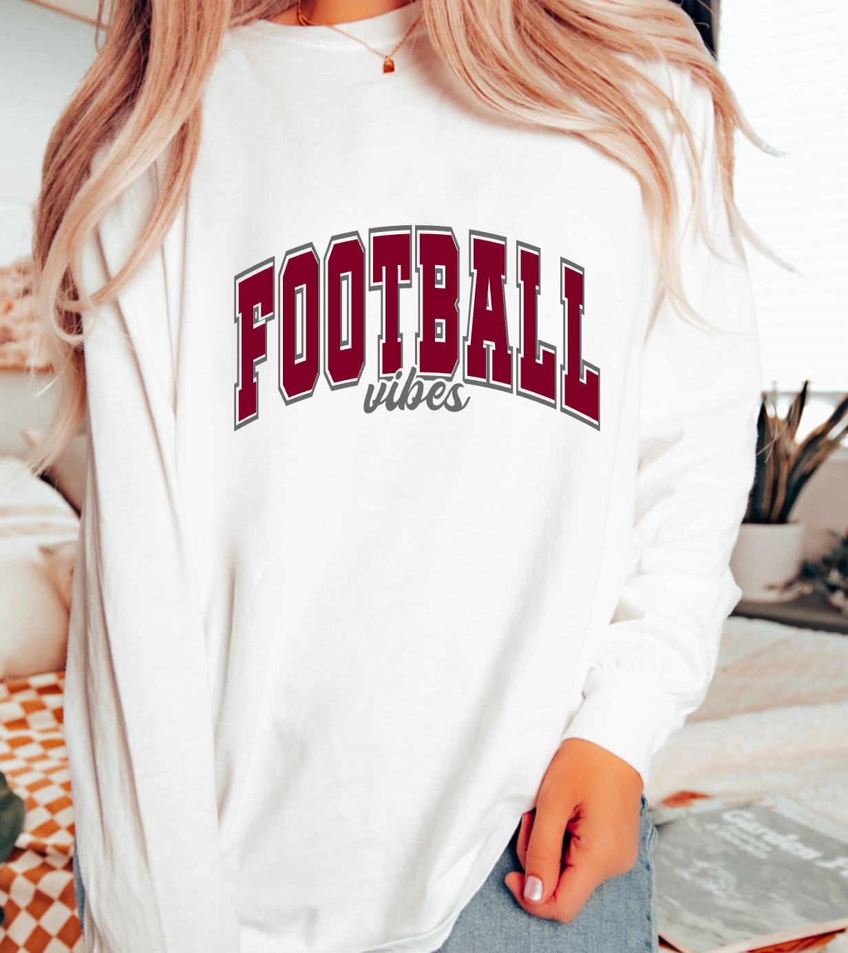 Football Vibes Comfort Colors Long Sleeve Mississippi Tees