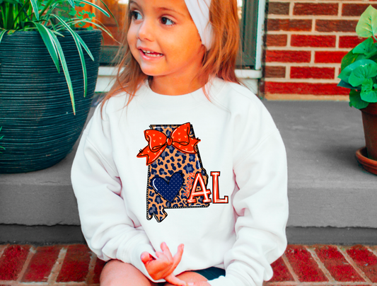 YOUTH Auburn Leopard Coquette Sweatshirt Football Kids