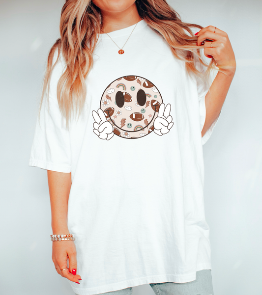Retro Football Smiley Face Graphic Tee