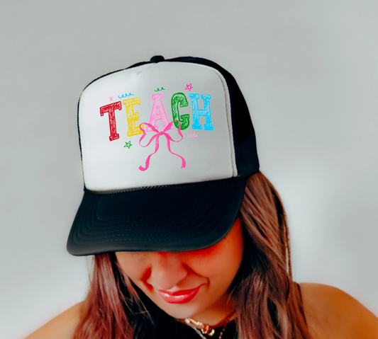 Distressed Teach Coquette Trucker Hat Teachers School 
