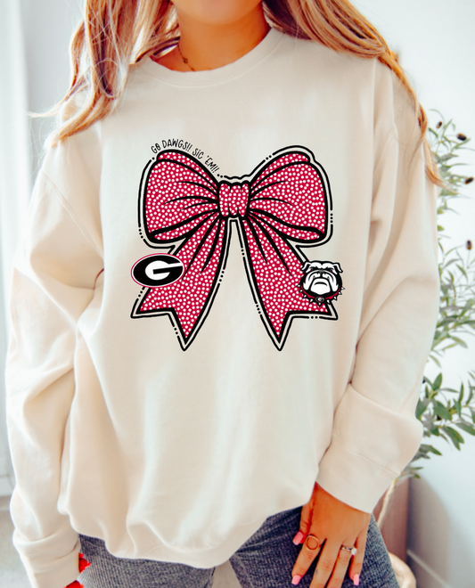 Bulldogs Coquette Bow Sweatshirt Sports Fall Football 