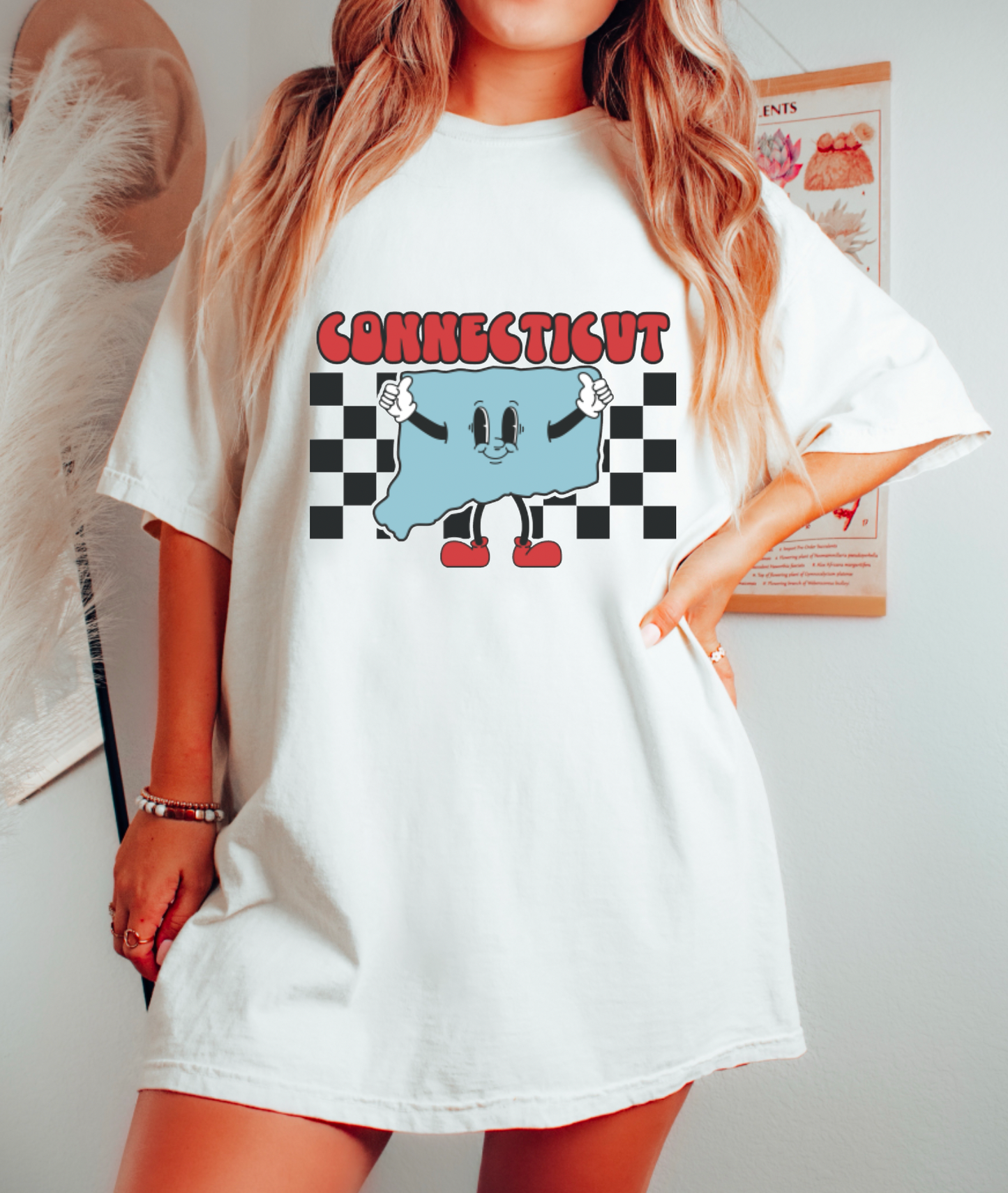 Retro Connecticut Checkered Graphic Tee | States