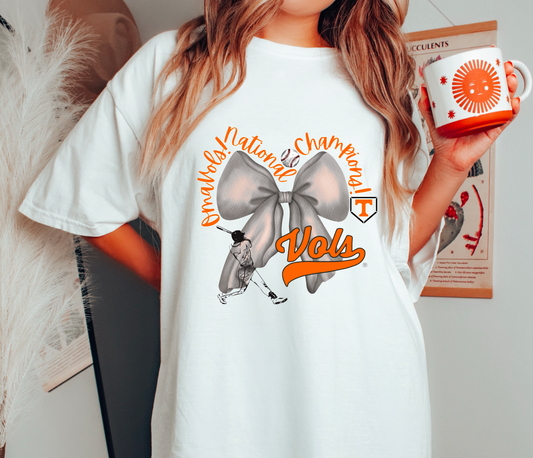 Tennessee Vols Baseball Bow National Champions Graphic Tee