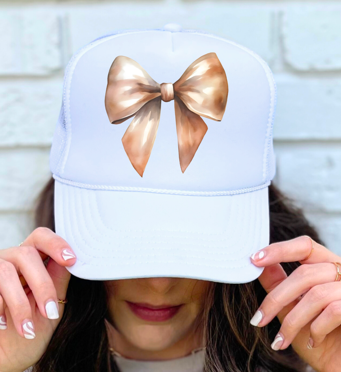  Coquette Gold Bow Trucker Hat Preppy 