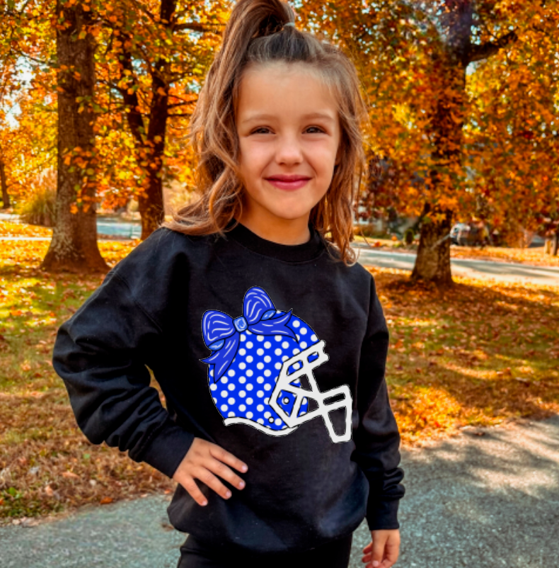YOUTH Preppy Polka Dot Helmet Long Sleeve Tee Football Kids 