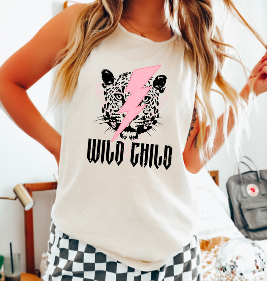 Leopard Wild Child Rocker Lightning Bolt Tank Top | Rock