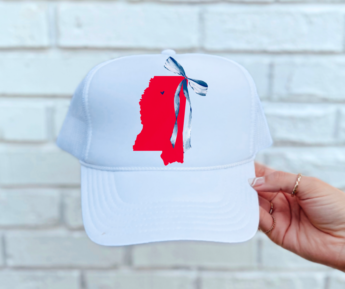 Ole Miss Rebels Coquette Bow State Trucker Hat Oxford MS