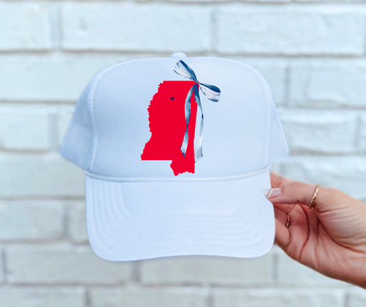 Ole Miss Rebels Coquette Bow State Trucker Hat Oxford MS