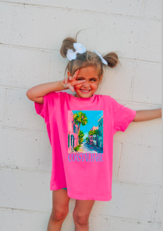 YOUTH Preppy Coastal Babe Tee Summer Beach Vacation Kids