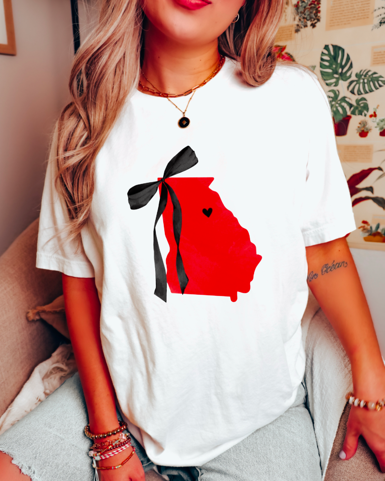 Coquette Georgia State Graphic Tee | Georgia Bulldogs