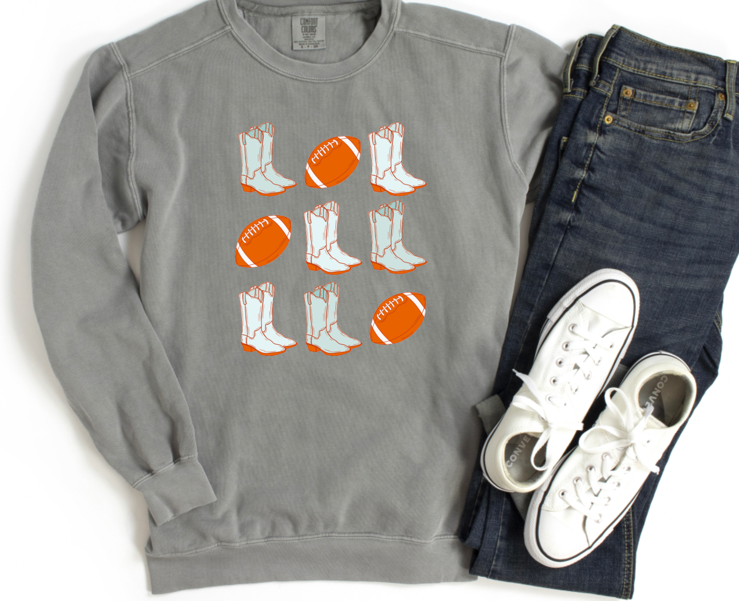 Tennessee Preppy Football Comfort Colors Sweatshirt