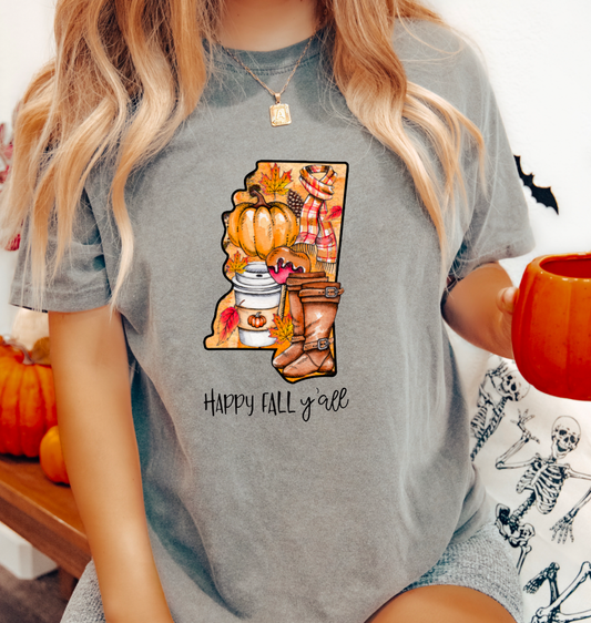 Mississippi Fall Y'all Graphic Tee Fall Tees