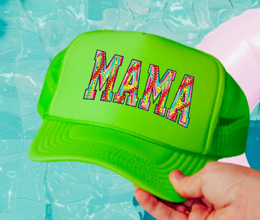 Colorful Baseball Mama Trucker Hat Sports Summer Softball