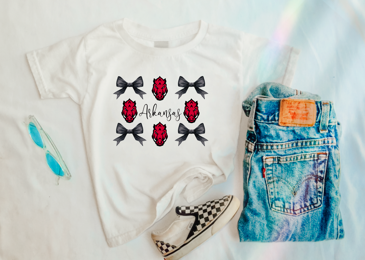 YOUTH Arkansas Razorbacks Coquette Bows Graphic Tee Kids
