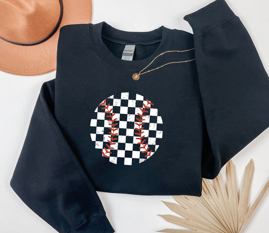 Retro Baseball Checker Sweatshirt | Baseball
