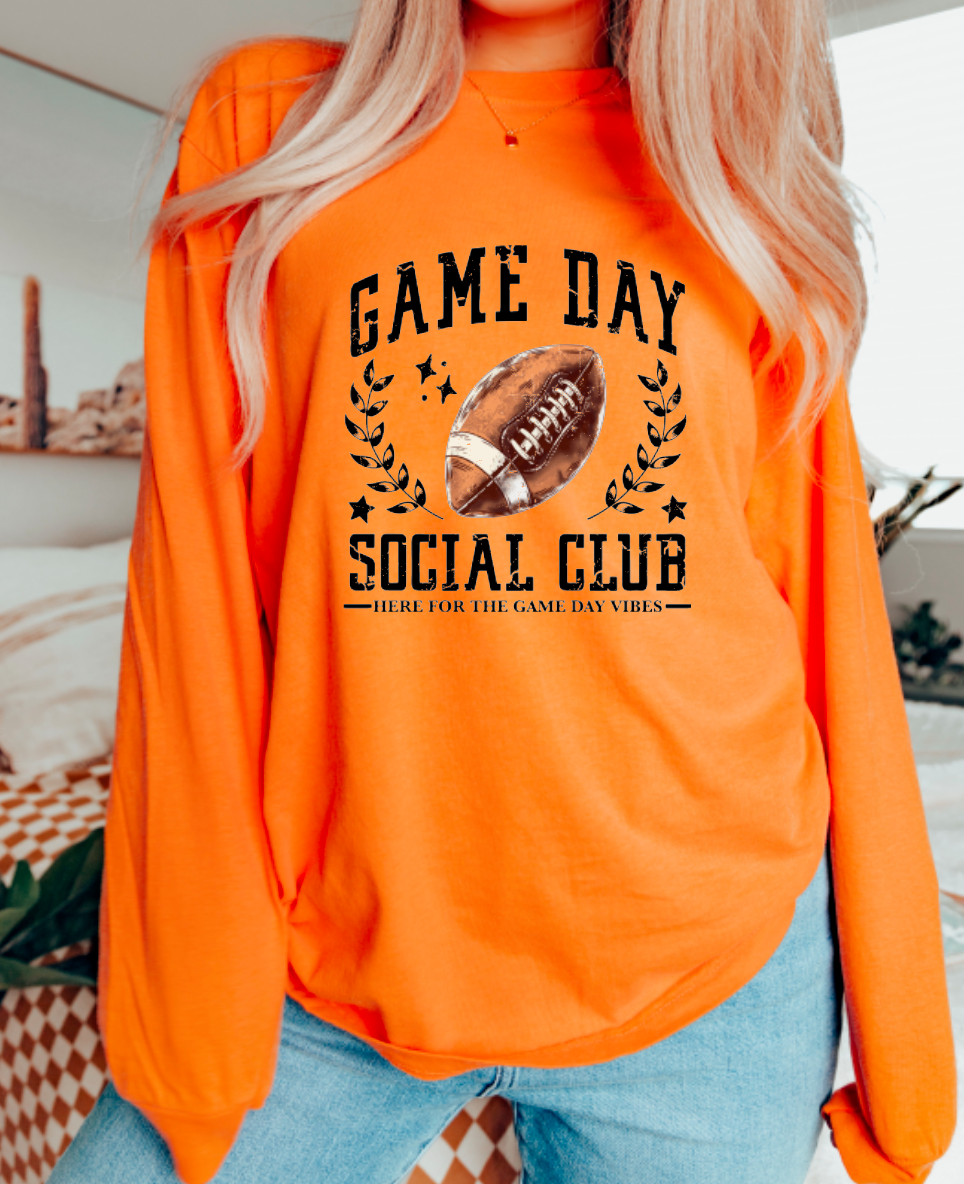Football Game Day Social Club Long Sleeve Tee Sports       