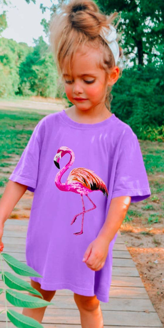 YOUTH Preppy Watercolor Flamingo Tee Summer Vacation Kids