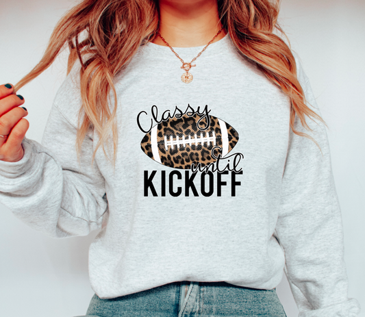 Classy Until Kickoff Gildan Sweatshirt Game Day Tees