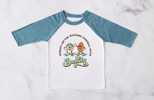Retro Watching Football With Daddy Toddler Raglan