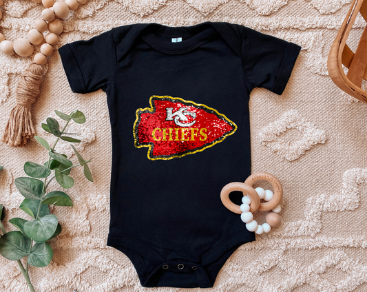 Faux Sequins Kansas City Chiefs Baby Onesie | Kansas City