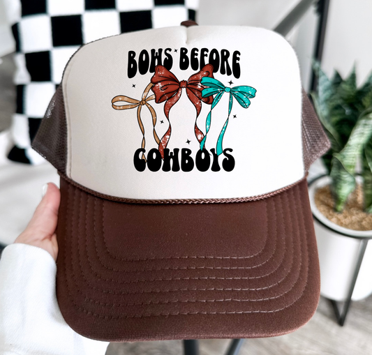 Bows Before Cowboys Trucker Hat Western Country 