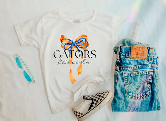 Toddler Preppy Florida Gators Coquette Bow Graphic Tee Kids 
