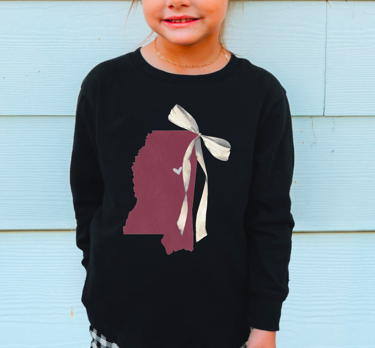 YOUTH Mississippi Coquette Bow State Long Sleeve Kids