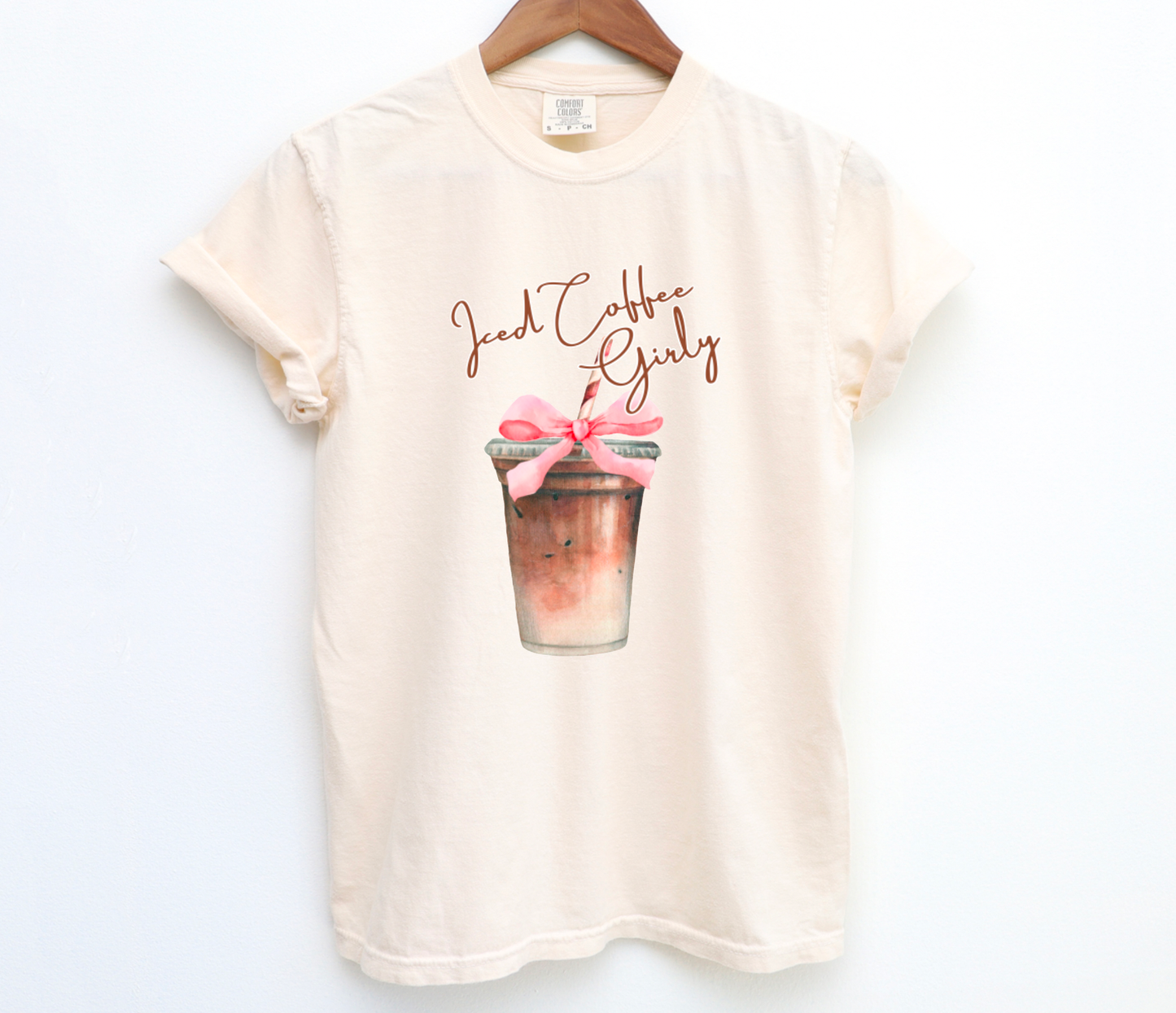 Preppy Iced Coffee Girly Comfort Colors Tee